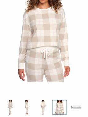 Cozy Plaid Thermal Set - Cream Taupe NWOT